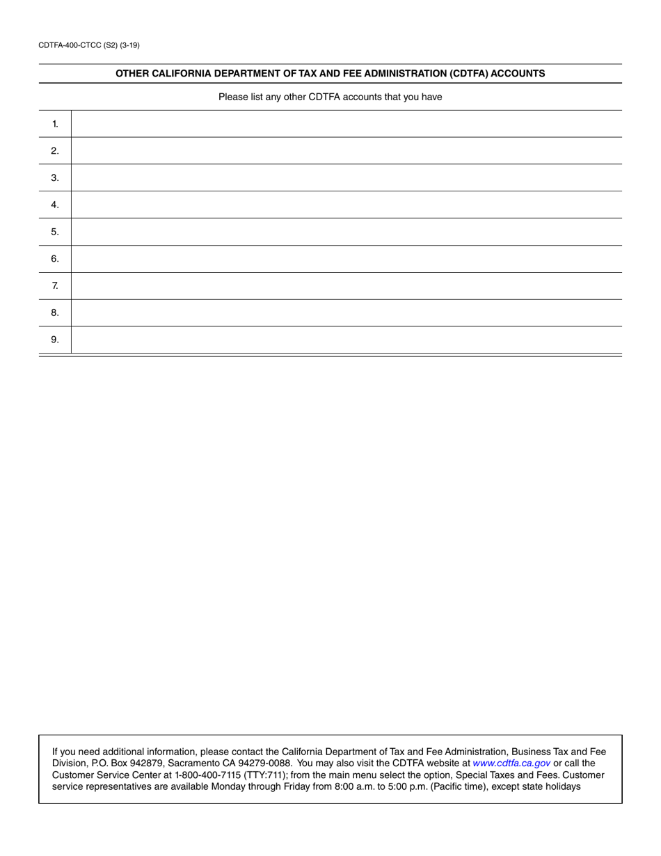 Form CDTFA-400-CTCC Cigarette and Tobacco Common Carrier Application - California, Page 3