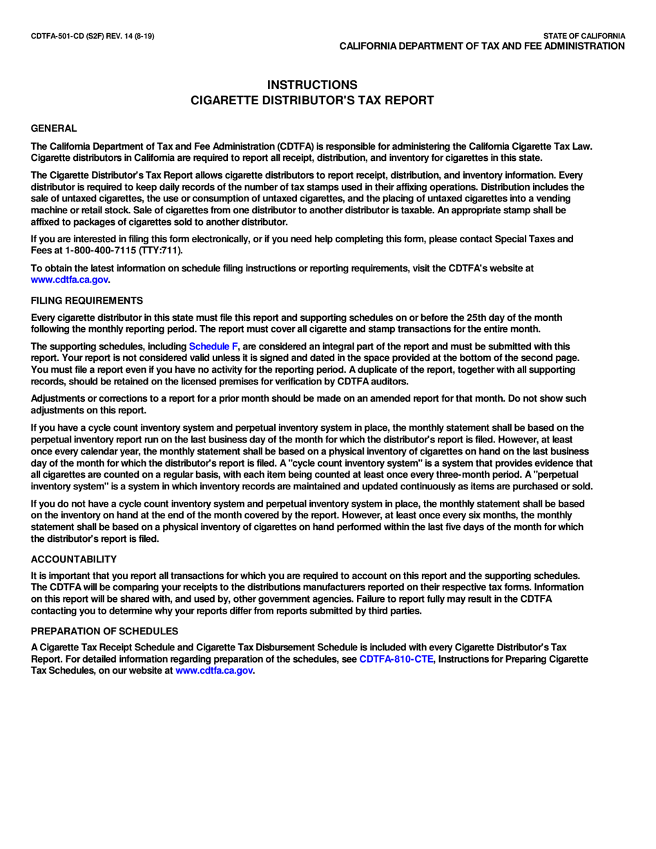 Form CDTFA-501-CD Cigarette Distributors Tax Report - California, Page 3