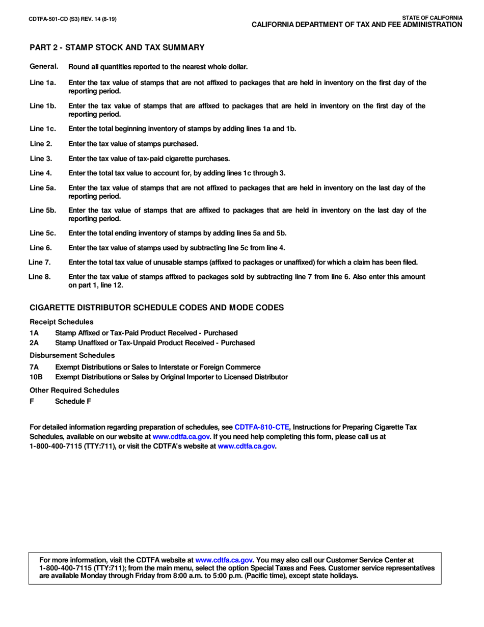 Form CDTFA-501-CD Cigarette Distributors Tax Report - California, Page 5