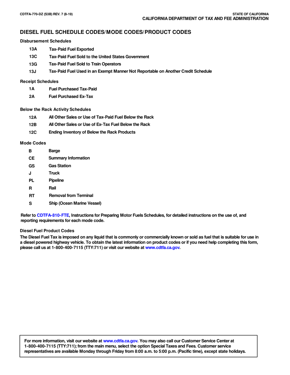 Form CDTFA-770-DZ Claim for Refund on Nontaxable Sales and Exports of Diesel Fuel - California, Page 6
