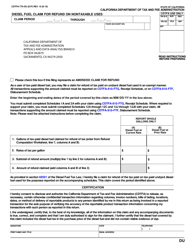 Document preview: Form CDTFA-770-DU Diesel Fuel Claim for Refund on Nontaxable Uses - California