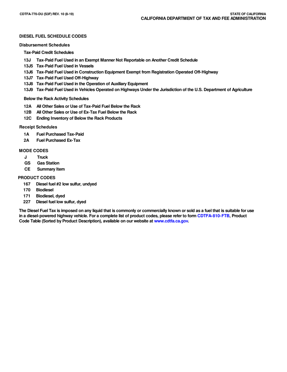 Form CDTFA-770-DU Diesel Fuel Claim for Refund on Nontaxable Uses - California, Page 5
