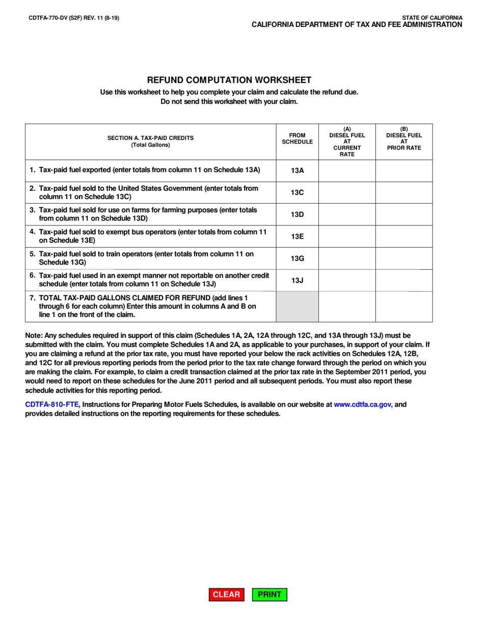 Form CDTFA-770-DV Diesel Fuel Ultimate Vendor Report / Claim for Refund - California, Page 3
