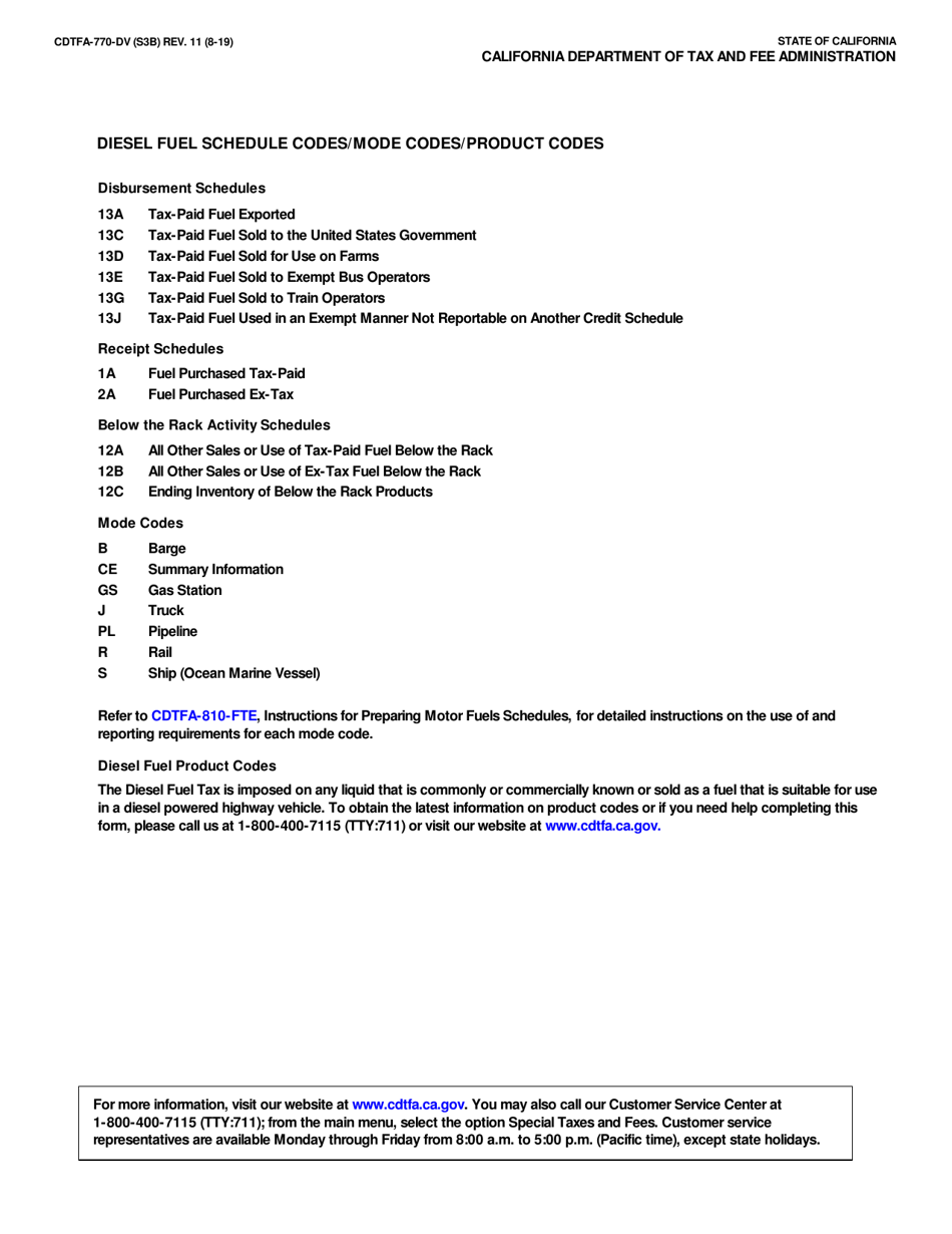Form CDTFA-770-DV Diesel Fuel Ultimate Vendor Report / Claim for Refund - California, Page 6