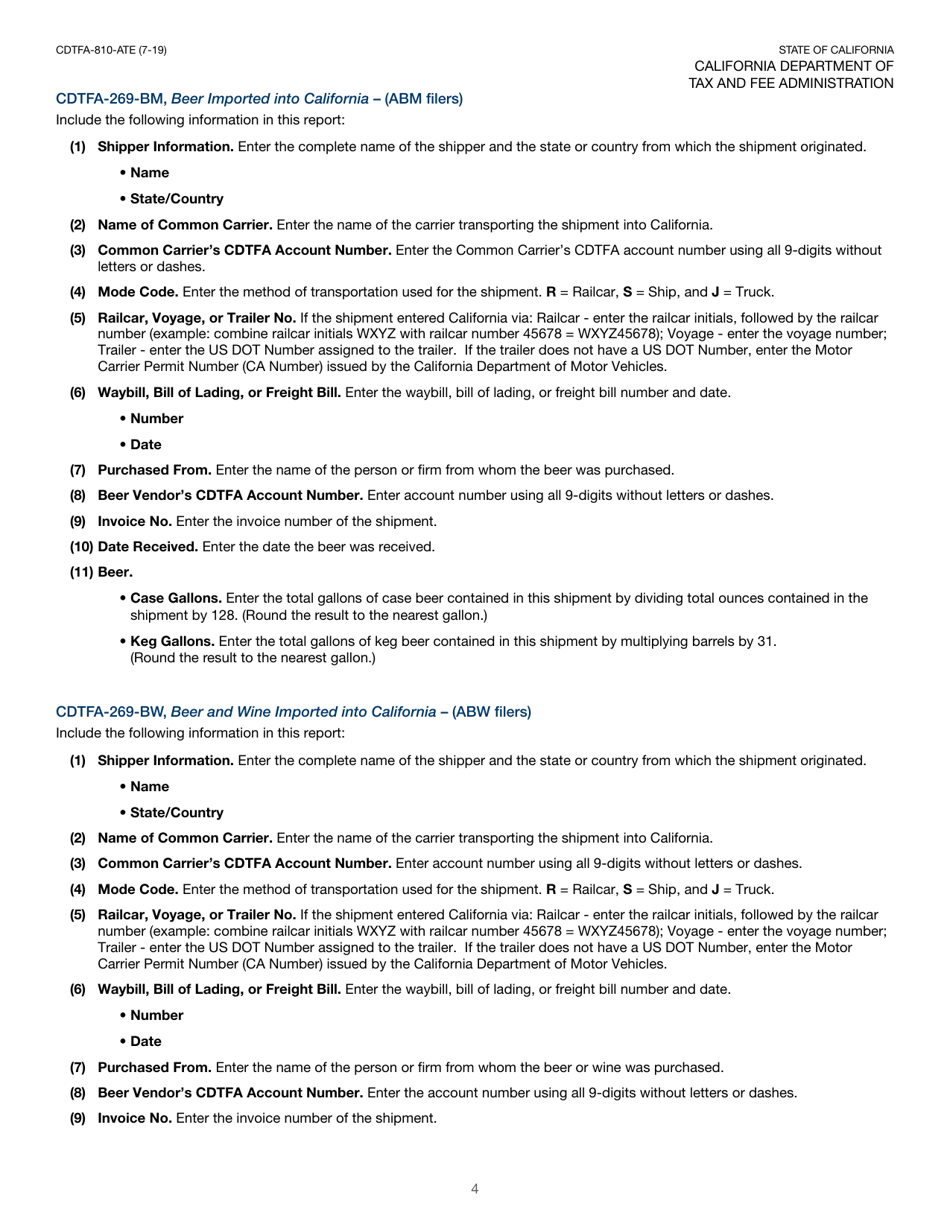 Instructions for Form CDTFA-240-A, CDTFA-241-A, CDTFA-242-A, CDTFA-243-B, CDTFA-244-B, CDTFA-269-BM, CDTFA-269-BW, CDTFA-269-WG - California, Page 5