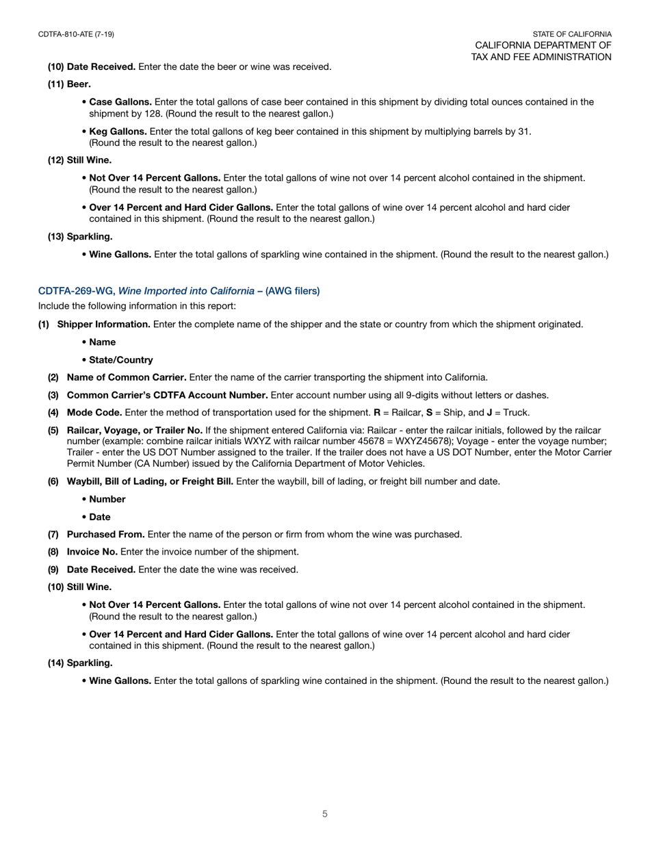 Instructions for Form CDTFA-240-A, CDTFA-241-A, CDTFA-242-A, CDTFA-243-B, CDTFA-244-B, CDTFA-269-BM, CDTFA-269-BW, CDTFA-269-WG - California, Page 6