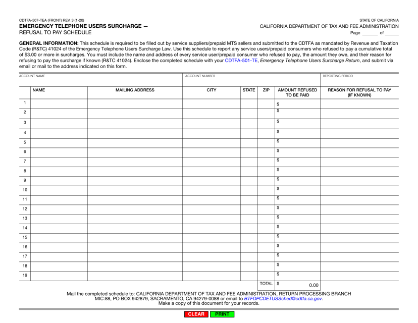 Form CDTFA-507-TEA  Printable Pdf