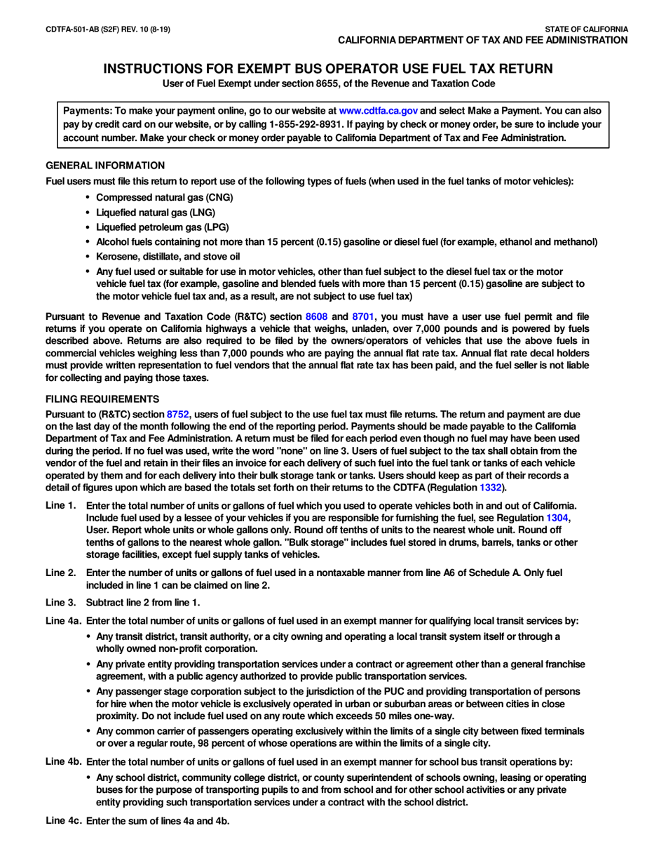 Form CDTFA-501-AB Exempt Bus Operator Use Fuel Tax Return - California, Page 3