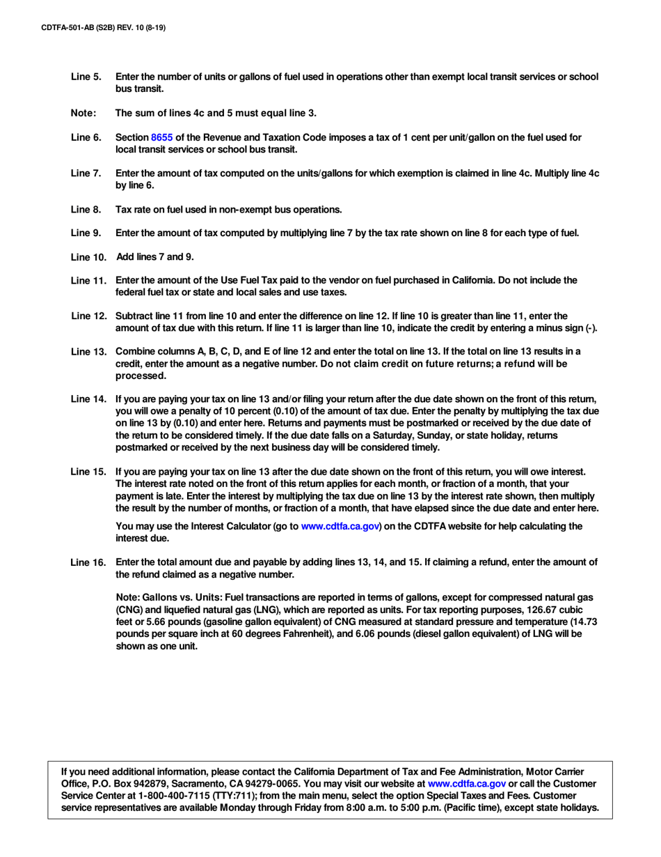 Form CDTFA-501-AB Exempt Bus Operator Use Fuel Tax Return - California, Page 4