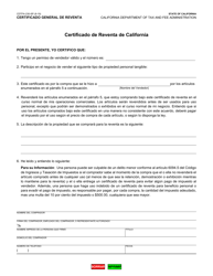 Document preview: Formulario CDTFA-230-SP Certificado General De Reventa - California (Spanish)