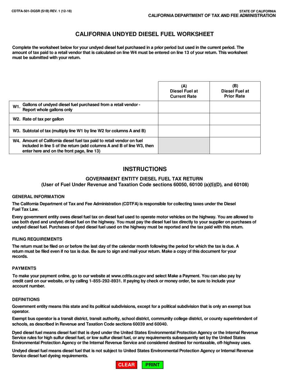 Form CDTFA-501-DGSR Government Entity Diesel Fuel Tax Return (Split Rate) - California, Page 2