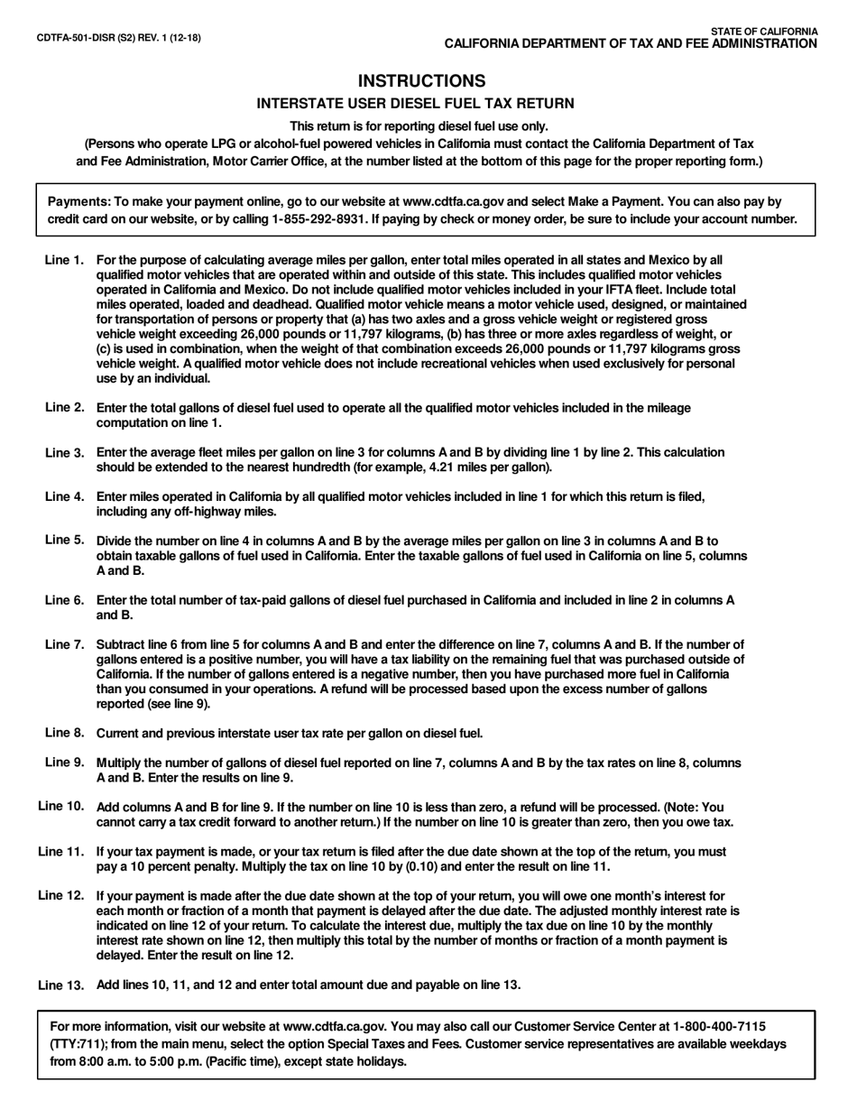 Form CDTFA-501-DISR Interstate User Diesel Fuel Tax Return (Split Rate) - California, Page 3
