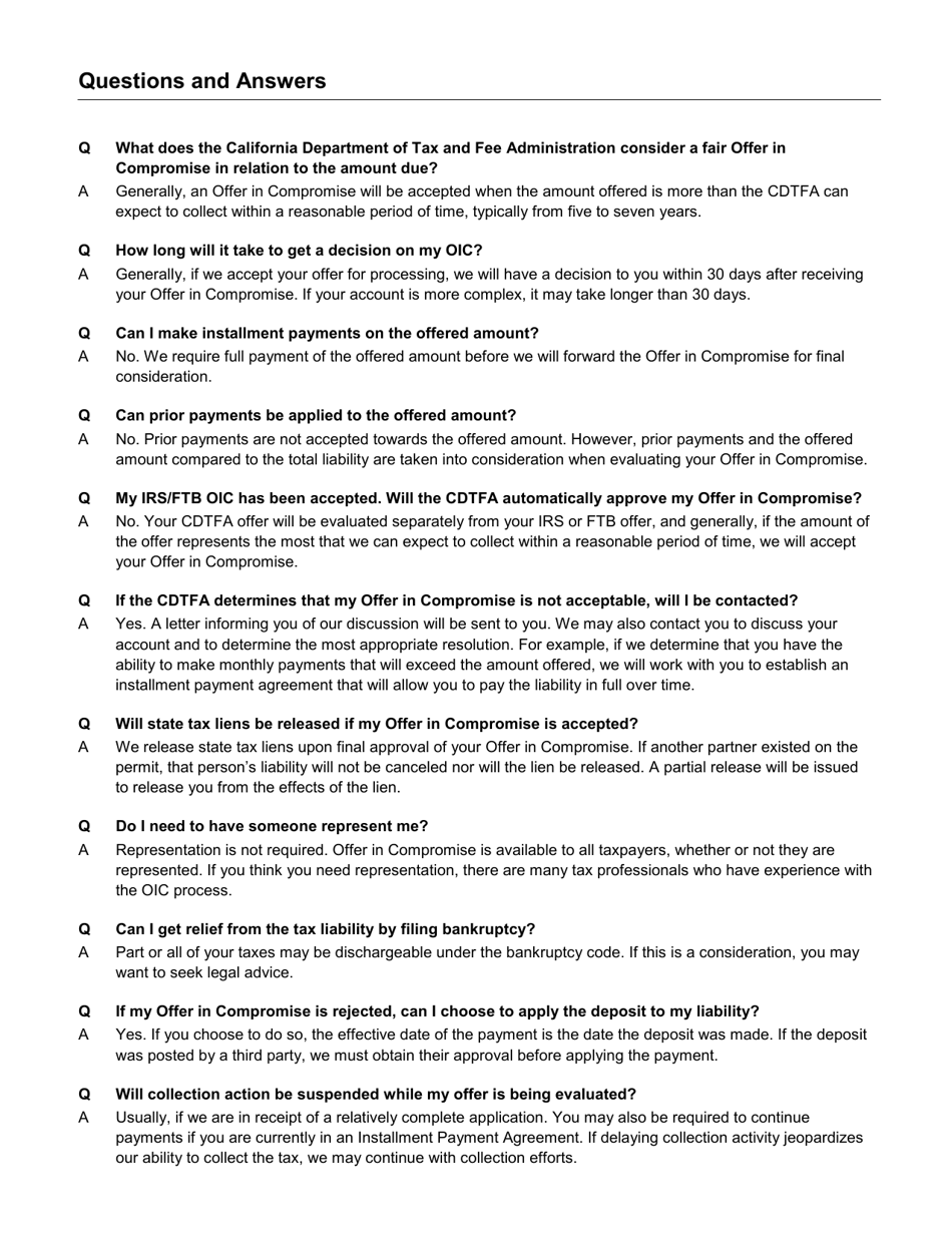 Form CDTFA-490 Offer in Compromise Application - California, Page 11