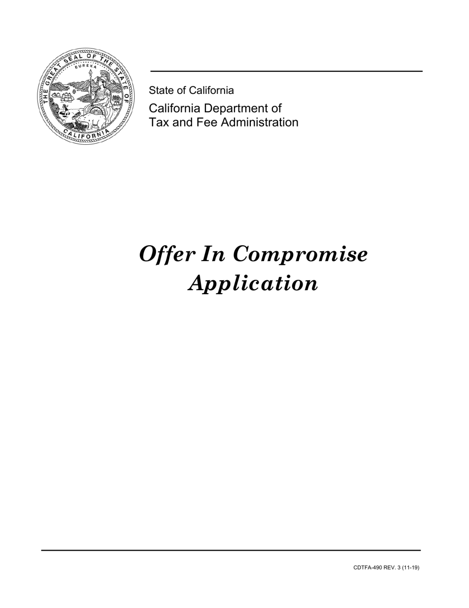 Form CDTFA-490 Offer in Compromise Application - California, Page 1