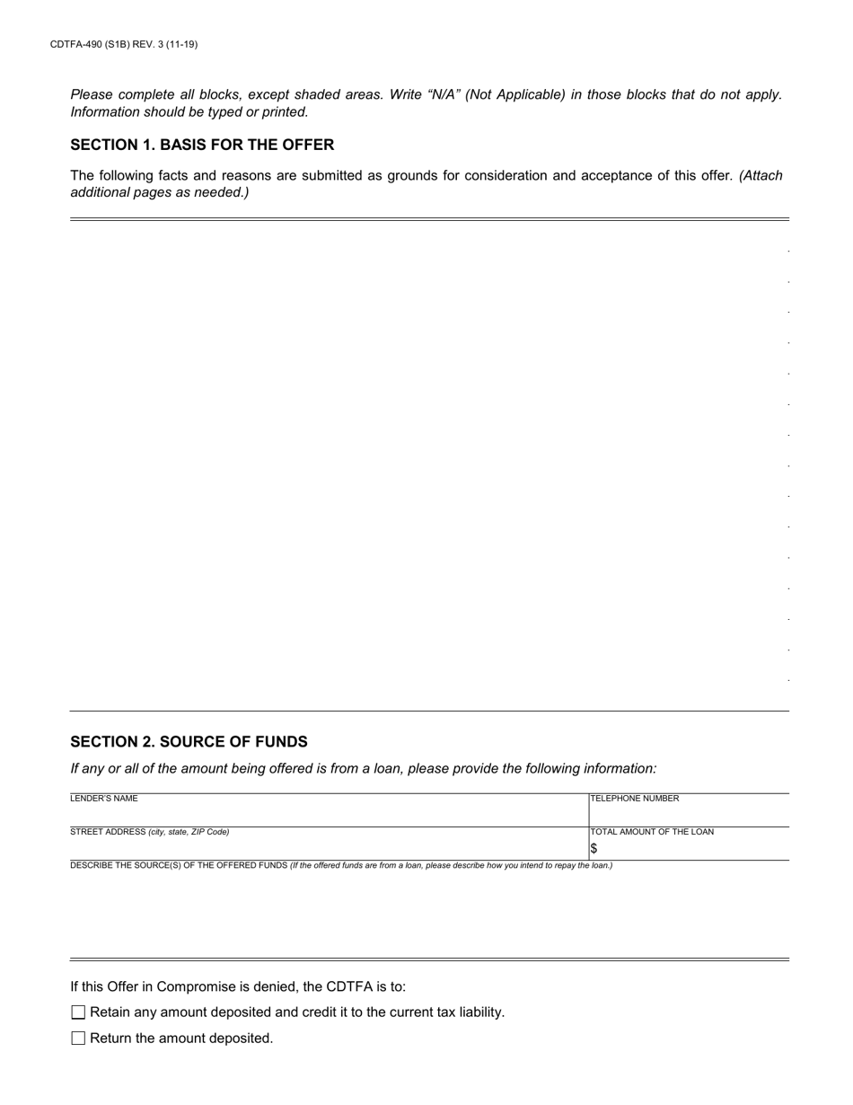 Form CDTFA-490 Offer in Compromise Application - California, Page 4