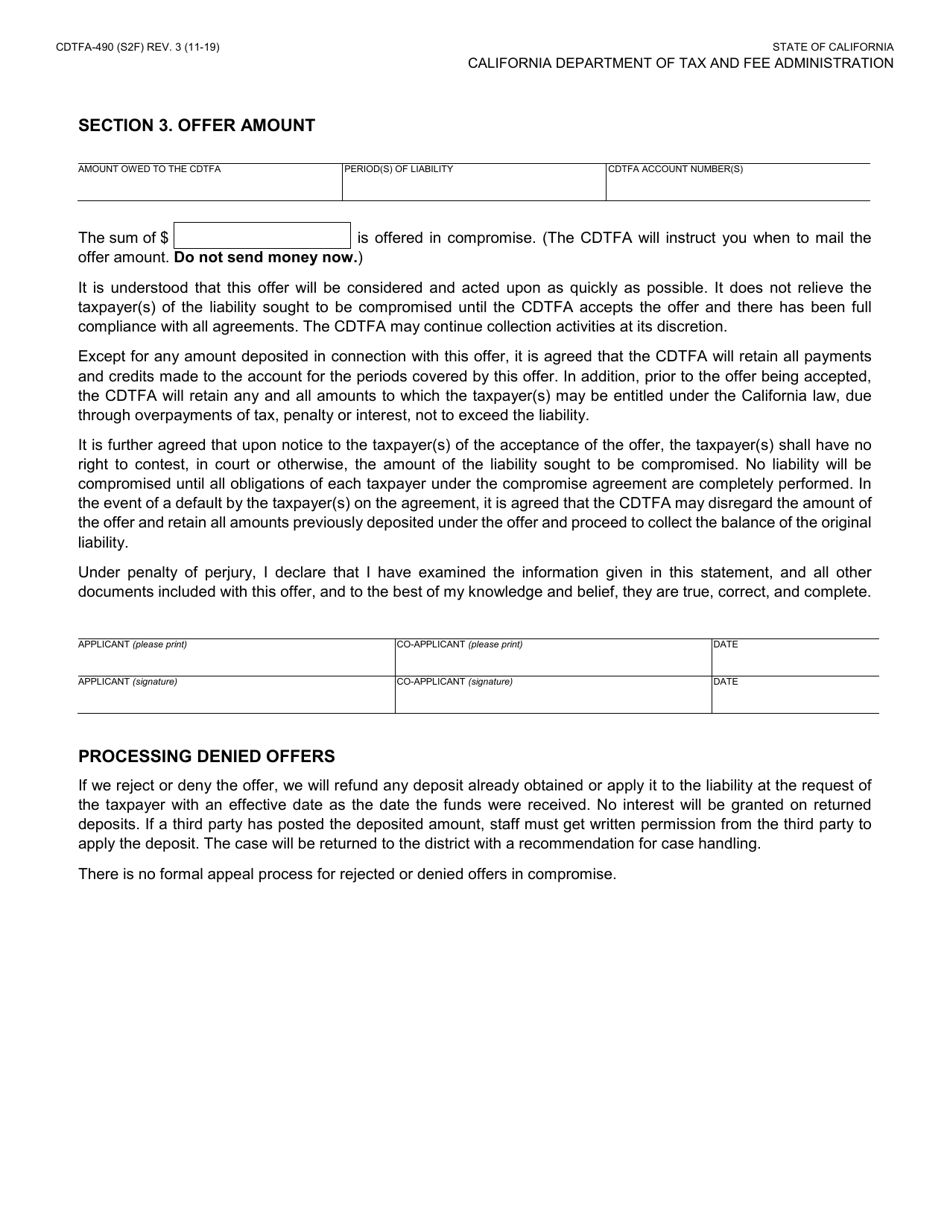 Form CDTFA-490 Offer in Compromise Application - California, Page 5