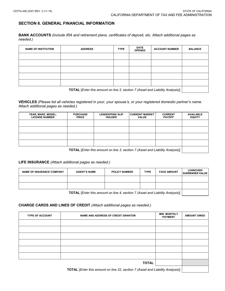 Form CDTFA-490 Offer in Compromise Application - California, Page 7