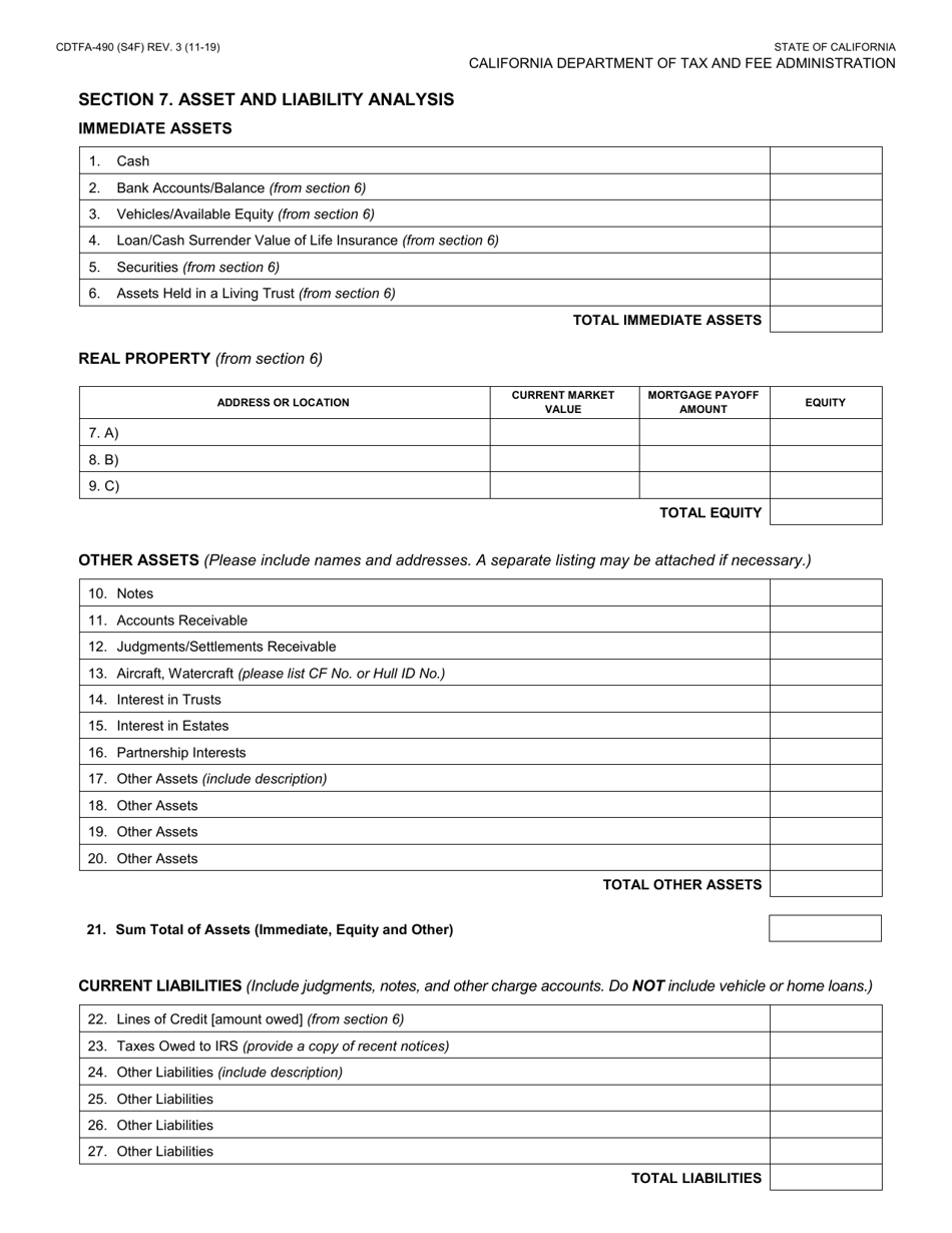 Form CDTFA-490 Offer in Compromise Application - California, Page 9