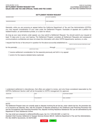 Form CDTFA-393 &quot;Settlement Review Request&quot; - California