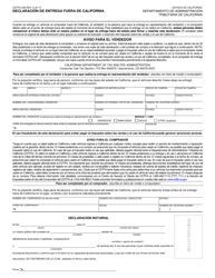 Document preview: Formulario CDTFA-448 Declaracion De Entrega Fuera De California - California (Spanish)