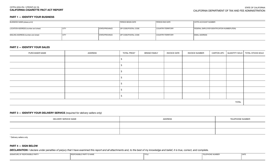 Form CDTFA5204PA1 Fill Out, Sign Online and Download Fillable PDF