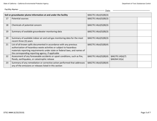 Hazardous Waste Facility Permit Health Risk Assessment Questionnaire - California, Page 3