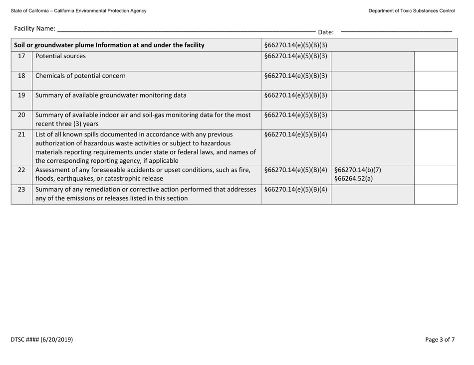 Hazardous Waste Facility Permit Health Risk Assessment Questionnaire - California, Page 3
