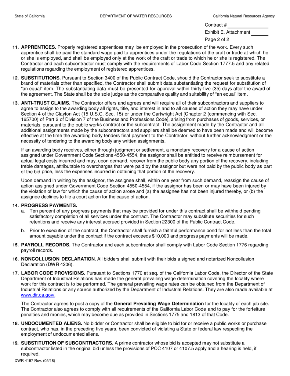 Form DWR4197 Standard Clauses - General Conditions for Public Works and / or Drilling Contracts - California, Page 2