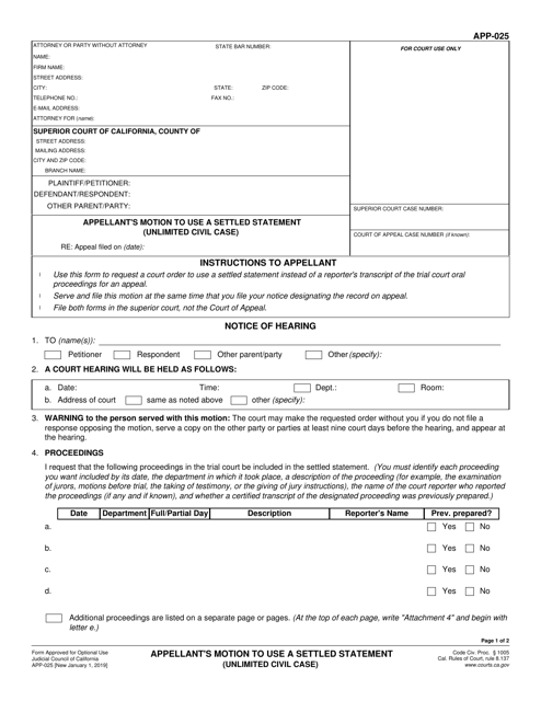 Form APP-025 - Fill Out, Sign Online and Download Fillable PDF ...