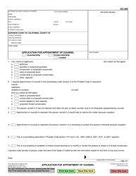 Document preview: Form GC-005 Application for Appointment of Counsel - California