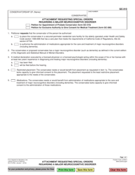 Document preview: Form GC-313 Attachment Requesting Special Orders Regarding Dementia - California