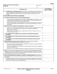 Form CR-600 Capital Case Attorney Pretrial Checklist - California, Page 2