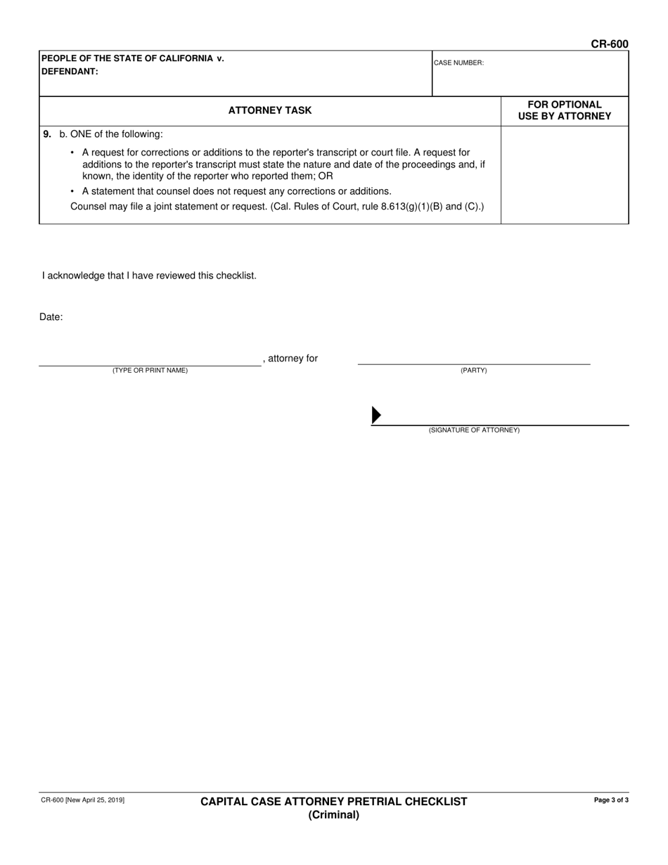 Form CR-600 - Fill Out, Sign Online and Download Fillable PDF ...