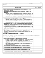 Form CR-605 Capital Case Attorney Trial Checklist - California, Page 2