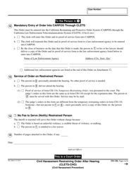 Form CH-130 &quot;Civil Harassment Restraining Order After Hearing&quot; - California, Page 4