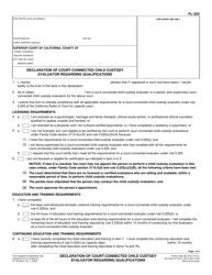 Form FL-325 Declaration of Court-Connected Child Custody Evaluator Regarding Qualifications - California