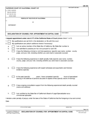 Document preview: Form CR-191 Declaration of Counsel for Appointment in Capital Case - California