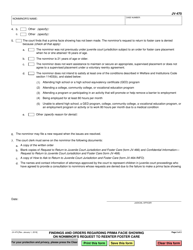 Form JV-470 Findings and Orders Regarding Prima Facie Showing on Nonminor&#039;s Request to Reenter Foster Care - California, Page 2