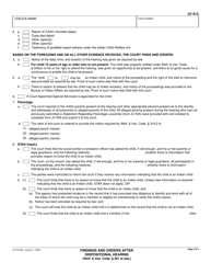 Form JV-415 Findings and Orders After Dispositional Hearing (Welf. &amp; Inst. Code, 361 Et Seq.) - California, Page 2