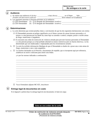 Formulario GV-130 S Orden De Restriccion De Violencia Armada Despues De Audiencia - California (Spanish), Page 2