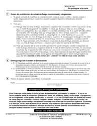 Formulario GV-130 S Orden De Restriccion De Violencia Armada Despues De Audiencia - California (Spanish), Page 3