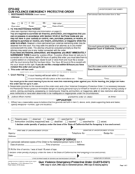 Document preview: Form EPO-002 Gun Violence Emergency Protective Order - California
