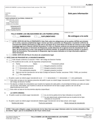 Formulario FL-530 S Fallo Sobre Las Obligaciones De Los Padres (Uifsa) - California (Spanish)