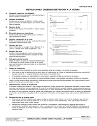 Document preview: Instrucciones para Formulario CR-110, JV-790 Orden De Restitucion a La Victima - California (Spanish)