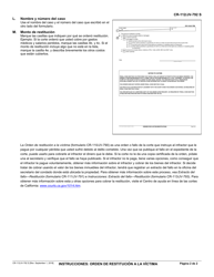 Instrucciones para Formulario CR-110, JV-790 Orden De Restitucion a La Victima - California (Spanish), Page 2
