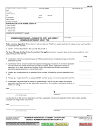 Document preview: Form JV-474 Nonminor Dependent - Consent to Copy and Inspect Nonminor Dependent Court File - California