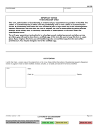 Form JV-330 Letters of Guardianship (Juvenile) - California, Page 2