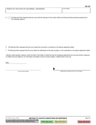 Form CR-187 Motion to Vacate Conviction or Sentence - California, Page 4
