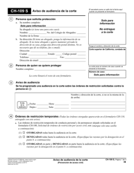 Document preview: Formulario CH-109 S Aviso De Audiencia De La Corte - California (Spanish)