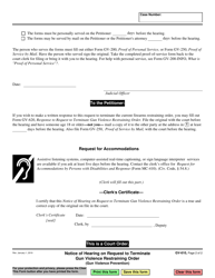 Form GV-610 Notice of Hearing on Request to Terminate Gun Violence Restraining Order - California, Page 2